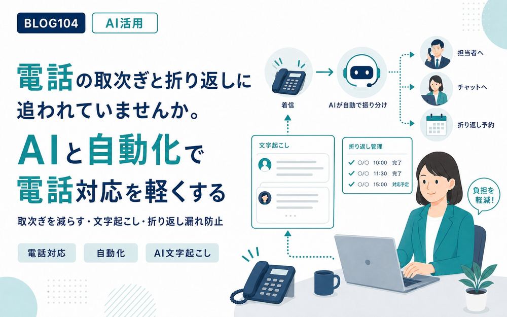 電話の取次ぎと折り返しに追われていませんか。AIと自動化で電話対応を軽くする