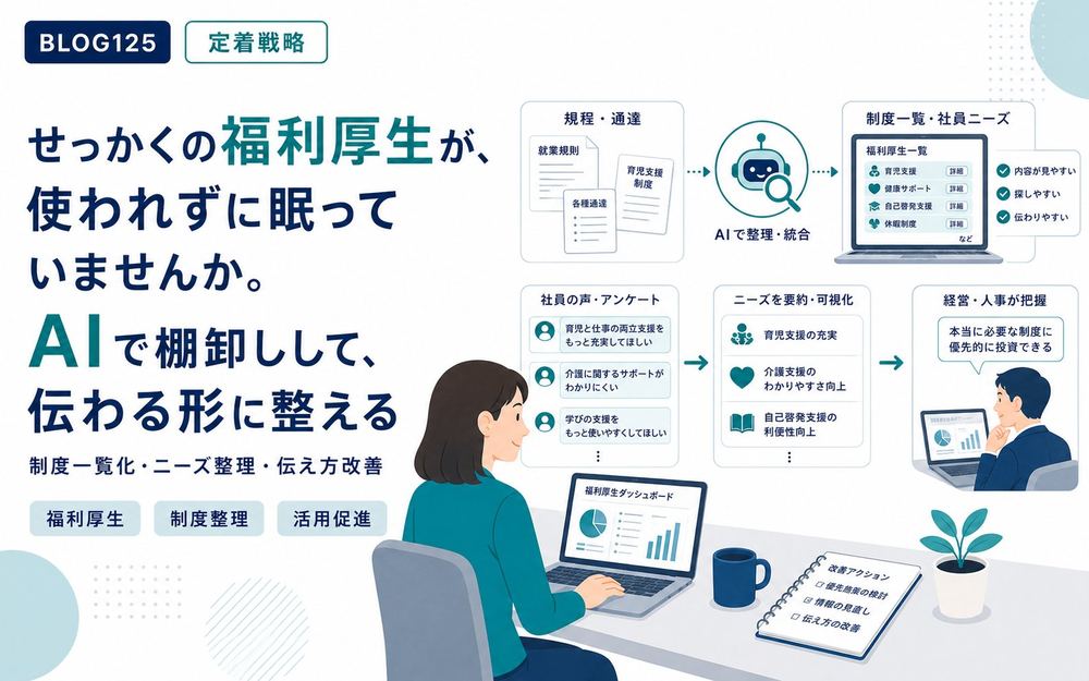 せっかくの福利厚生が、使われずに眠っていませんか。AIで棚卸しして、伝わる形に整える