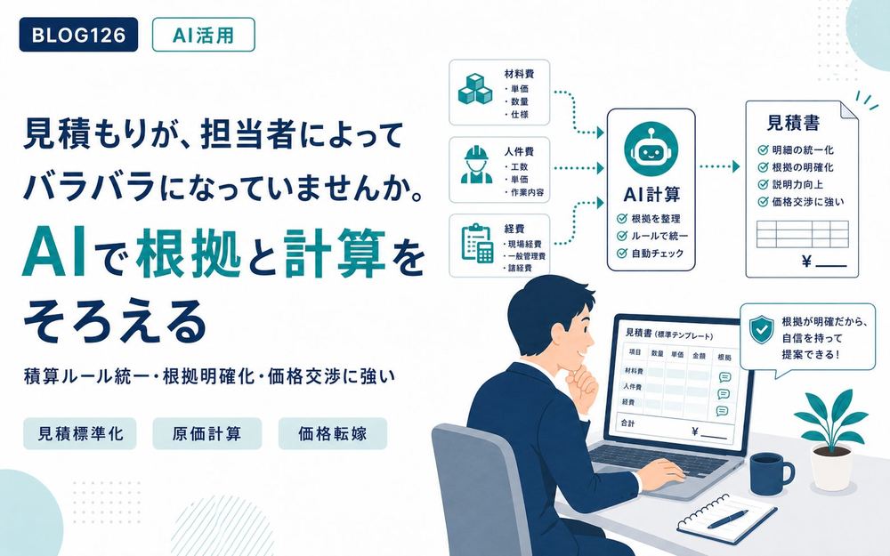 見積もりが、担当者によってバラバラになっていませんか。AIで根拠と計算をそろえる