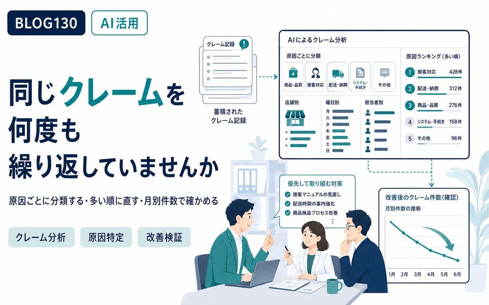 同じクレームを何度も繰り返していませんか。AIで対応記録を分析して再発を防ぐ