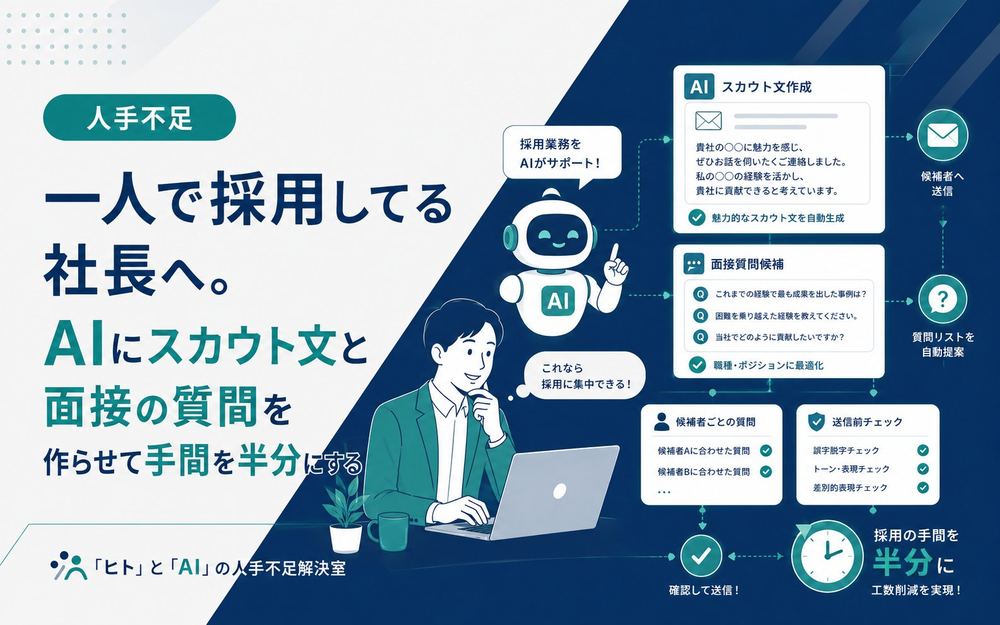 一人で採用してる社長へ。AIにスカウト文と面接の質問を作らせて手間を半分にする