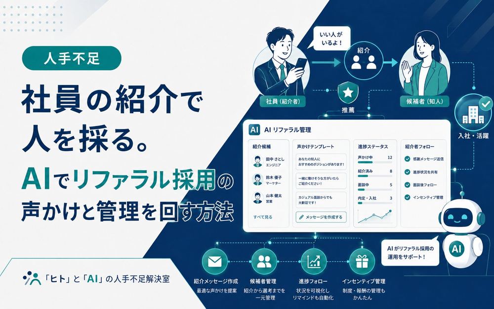 社員の紹介で人を採る。AIでリファラル採用の声かけと管理を回す方法