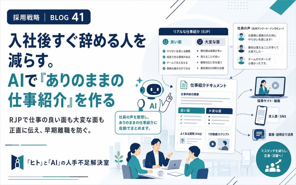 入社後すぐ辞める人を減らす。AIで「ありのままの仕事紹介」を作る