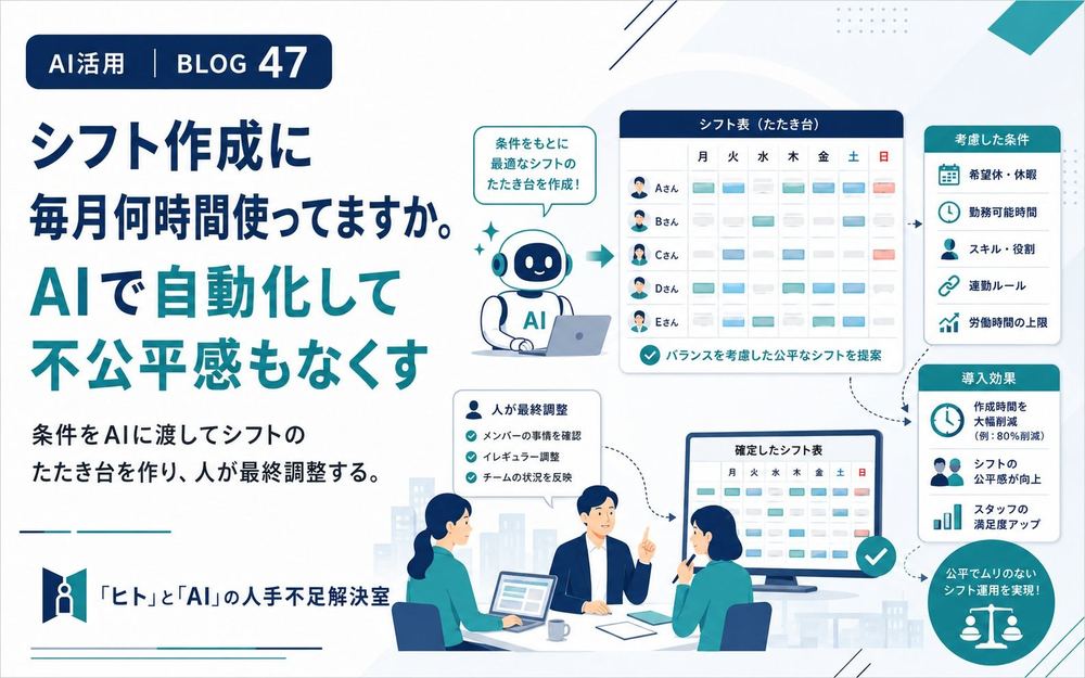 シフト作成に毎月何時間使ってますか。AIで自動化して不公平感もなくす