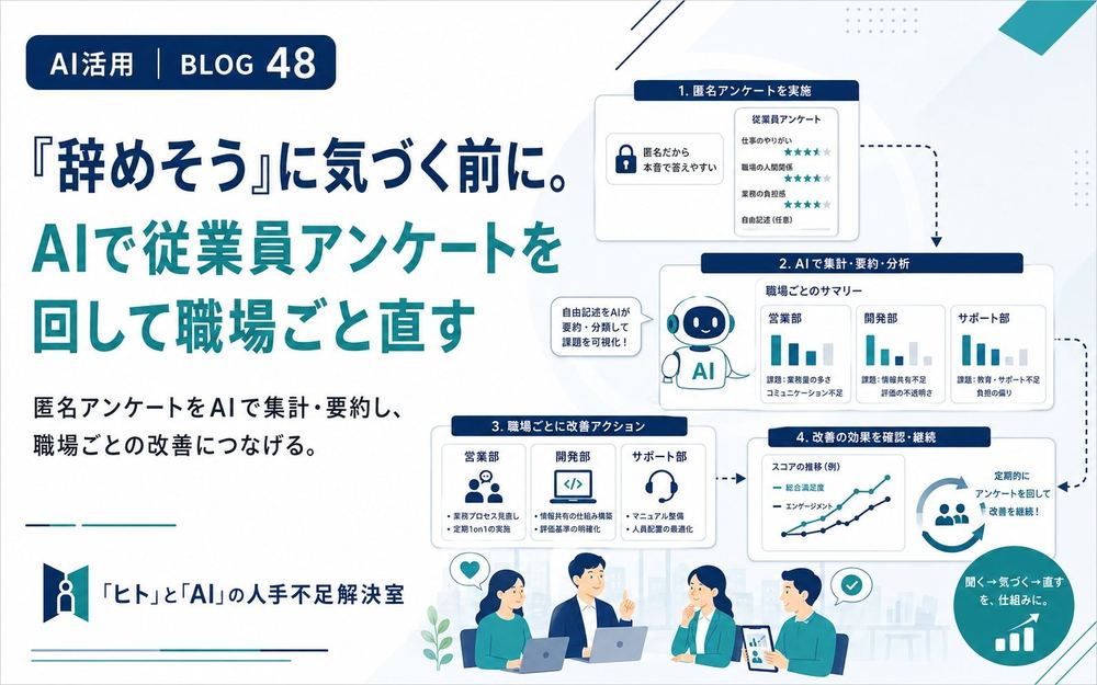 「辞めそう」に気づく前に。AIで従業員アンケートを回して職場ごと直す