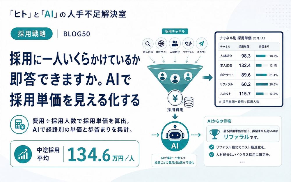 採用に一人いくらかけているか即答できますか。AIで採用単価を見える化する
