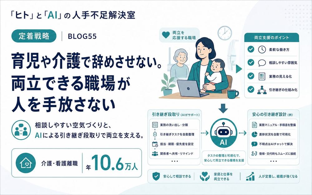 育児や介護で辞めさせない。両立できる職場が人を手放さない