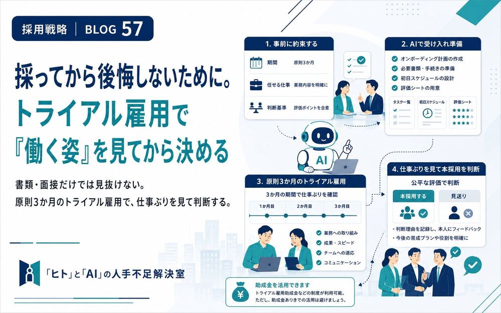 採ってから後悔しないために。トライアル雇用で「働く姿」を見てから決める