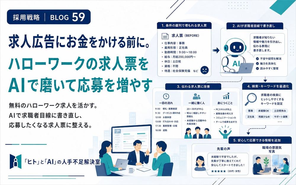 求人広告にお金をかける前に。ハローワークの求人票をAIで磨いて応募を増やす