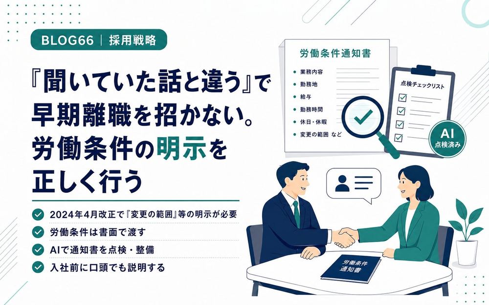「聞いていた話と違う」で早期離職を招かない。労働条件の明示を正しく行う
