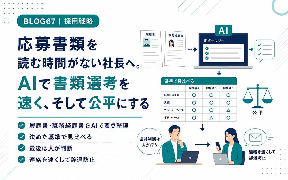 応募書類を読む時間がない社長へ。AIで書類選考を速く、そして公平にする