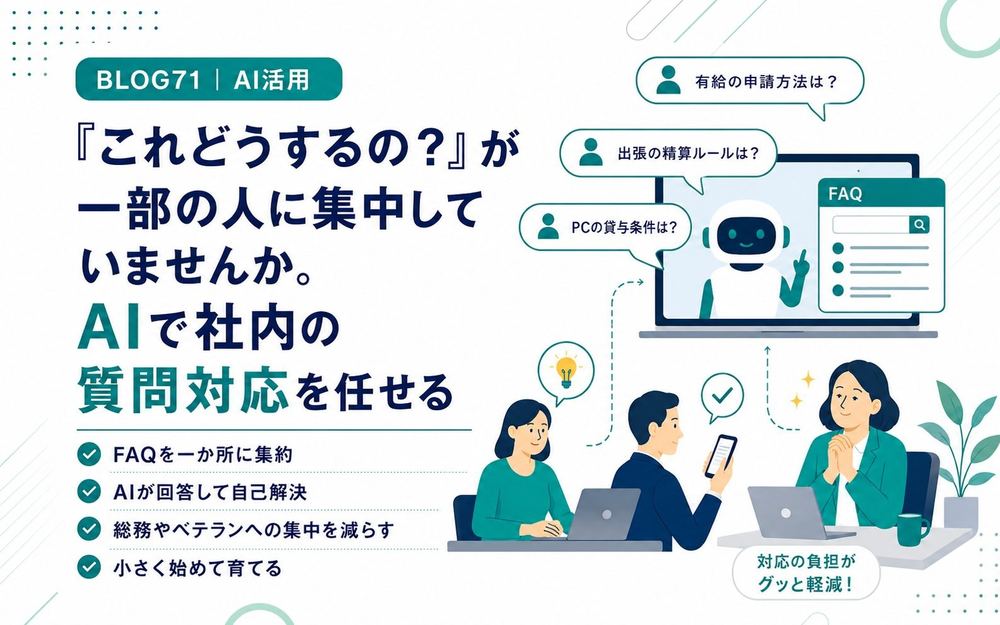 「これどうするの？」が一部の人に集中していませんか。AIで社内の質問対応を任せる