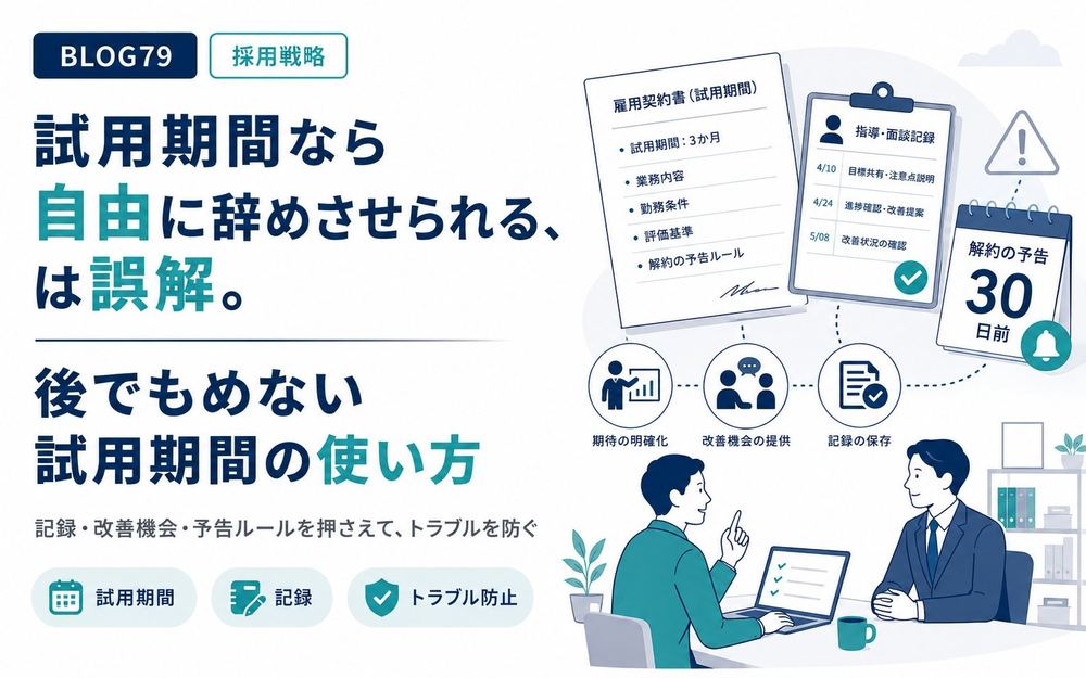 試用期間なら自由に辞めさせられる、は誤解。後でもめない試用期間の使い方