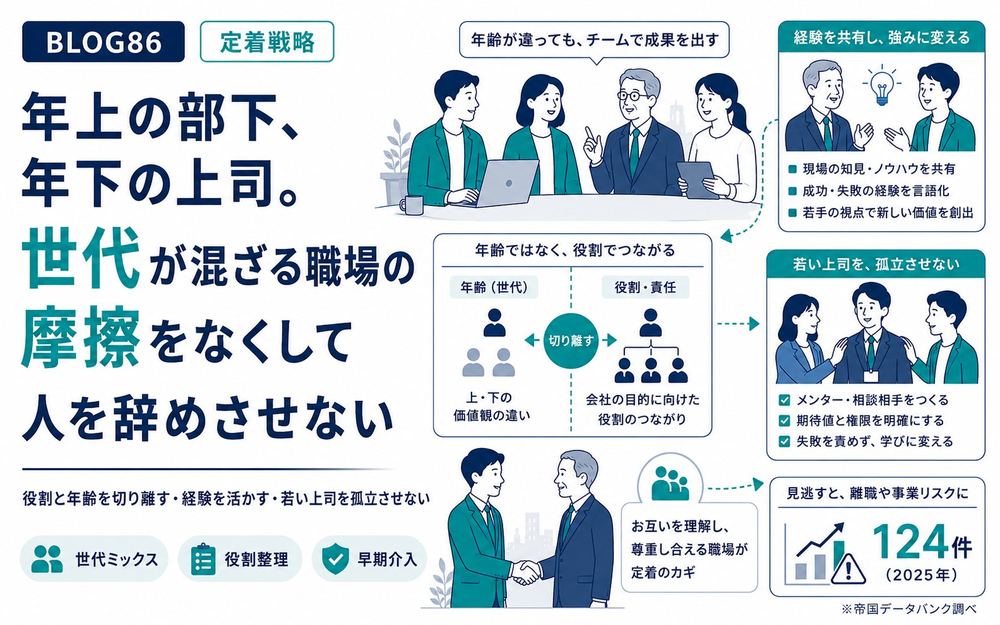 年上の部下、年下の上司。世代が混ざる職場の摩擦をなくして人を辞めさせない