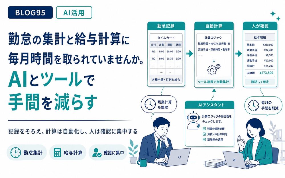 勤怠の集計と給与計算に毎月時間を取られていませんか。AIとツールで手間を減らす